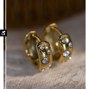 Brand: Bohme | Style: Gold Hoop Earrings | Color : Gold w/ diamonds